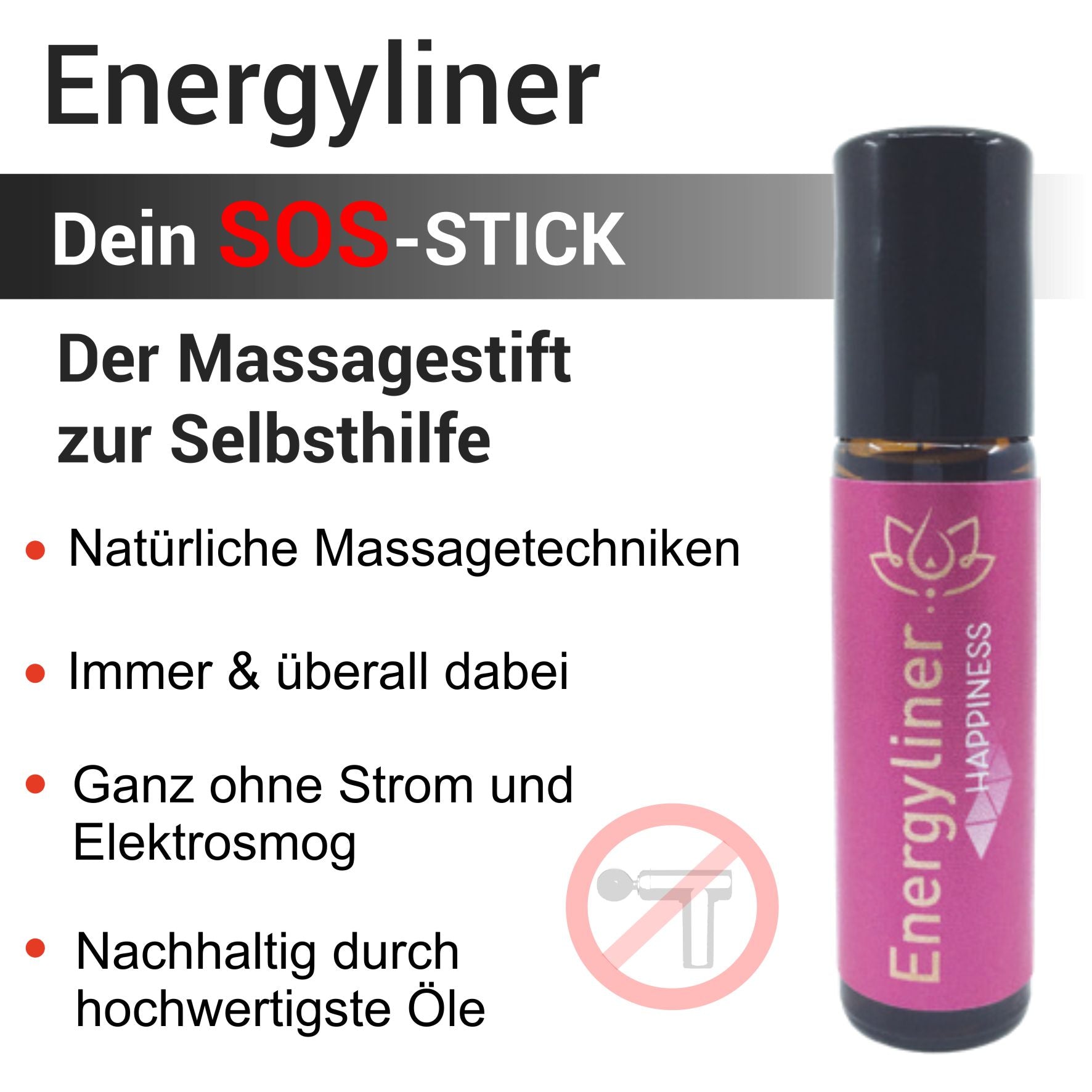 Energyliner Happiness / Massagestift / Noch effizienter bei Konzentrationsproblemen / 10ml