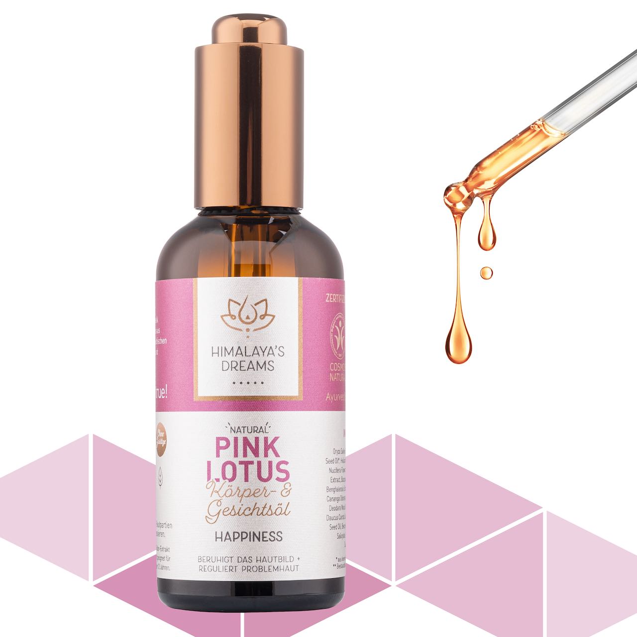 Ayurveda Körper- und Gesichtsöl Pink Lotus/Happiness 100ml / Bei Mischhaut & Akne