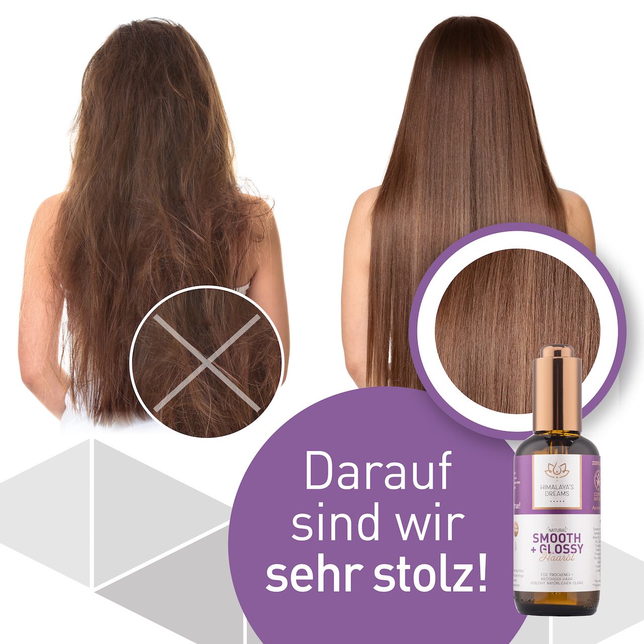 Ayurveda Haaröl Smooth&Glossy 100ml / mit Hagebuttenkernöl bei sehr brüchigem Haar