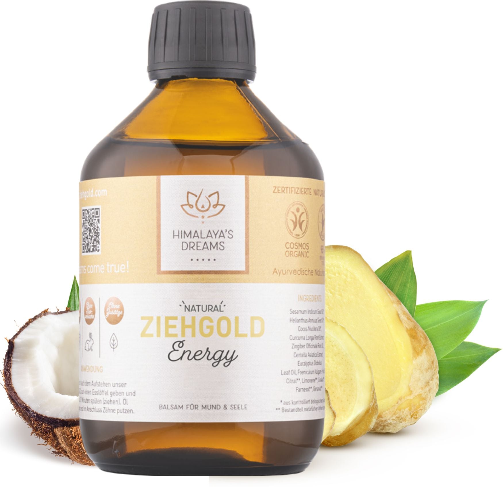 Ayurveda Ziehgold ENERGY 250ml BIO zertifiziert / Die beste Wahl für das effektivste Ölziehen. Mit ayurvedischen Ärzten entwickelt.