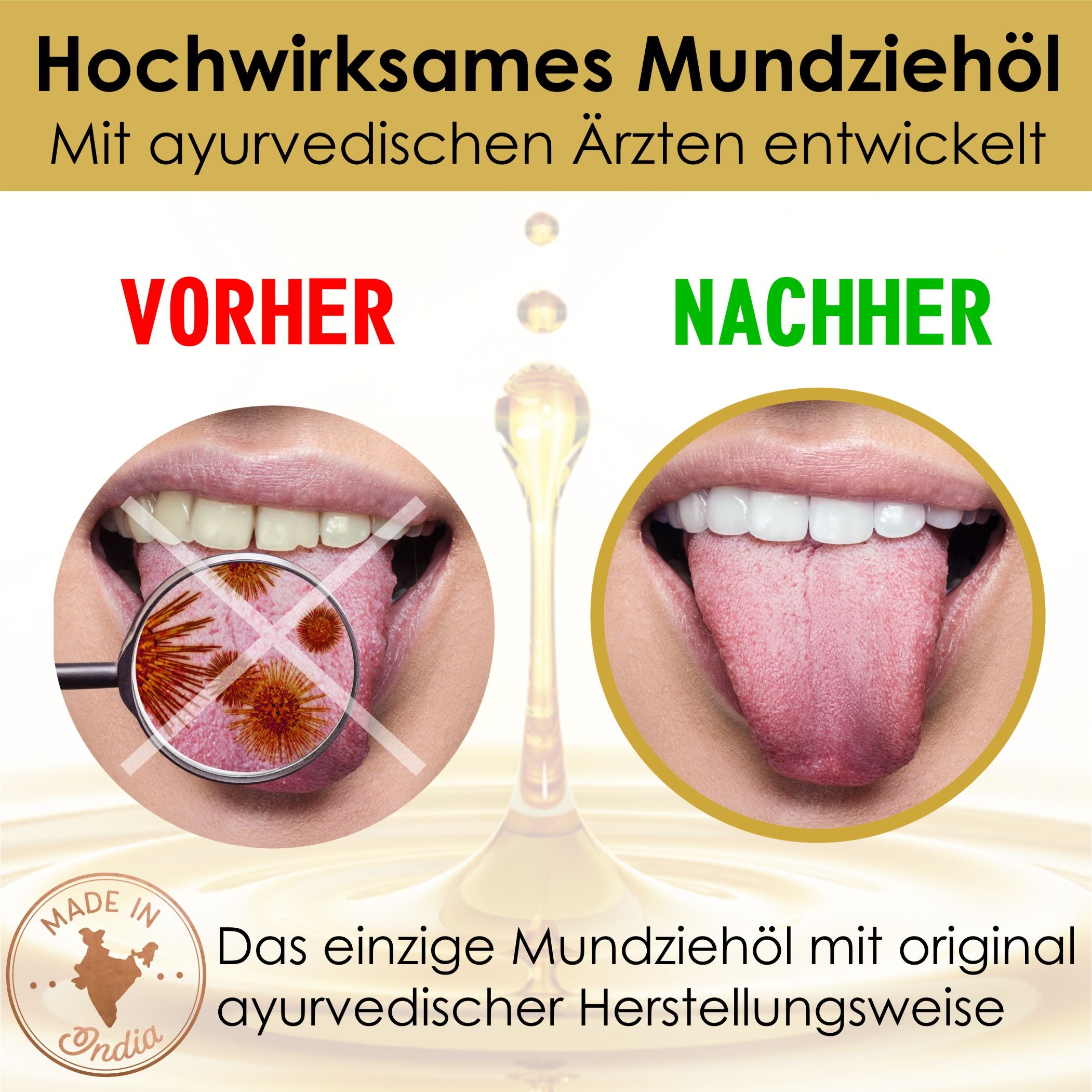 Ayurveda Ziehgold ENERGY 250ml BIO zertifiziert / Die beste Wahl für das effektivste Ölziehen. Mit ayurvedischen Ärzten entwickelt.