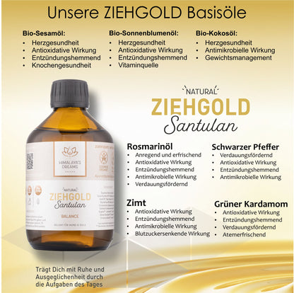 Ayurveda Ziehgold BALANCE 250ml mit sehr hohem BIO-Kokosöl Gehalt und vielen Gewüzen für ein noch effektiveres Ergebnis