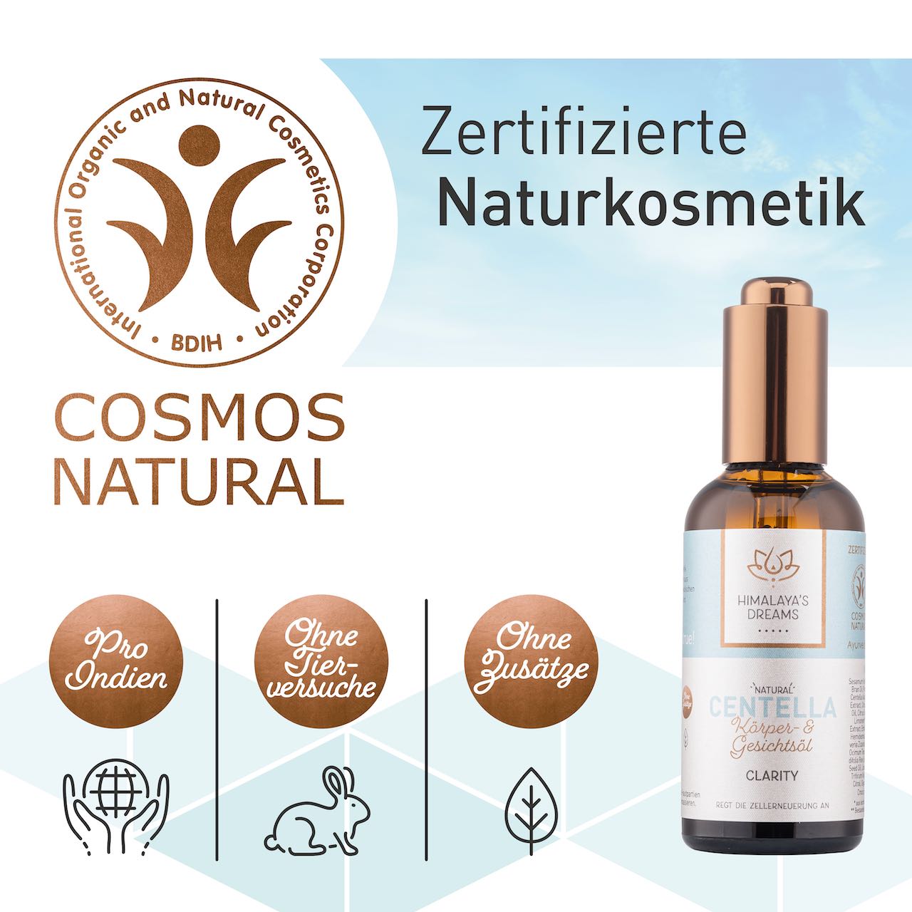 Ayurveda Körper- und Gesichtsöl Centella/Clarity 100ml / Bei Narben & Dehnungsstreifen