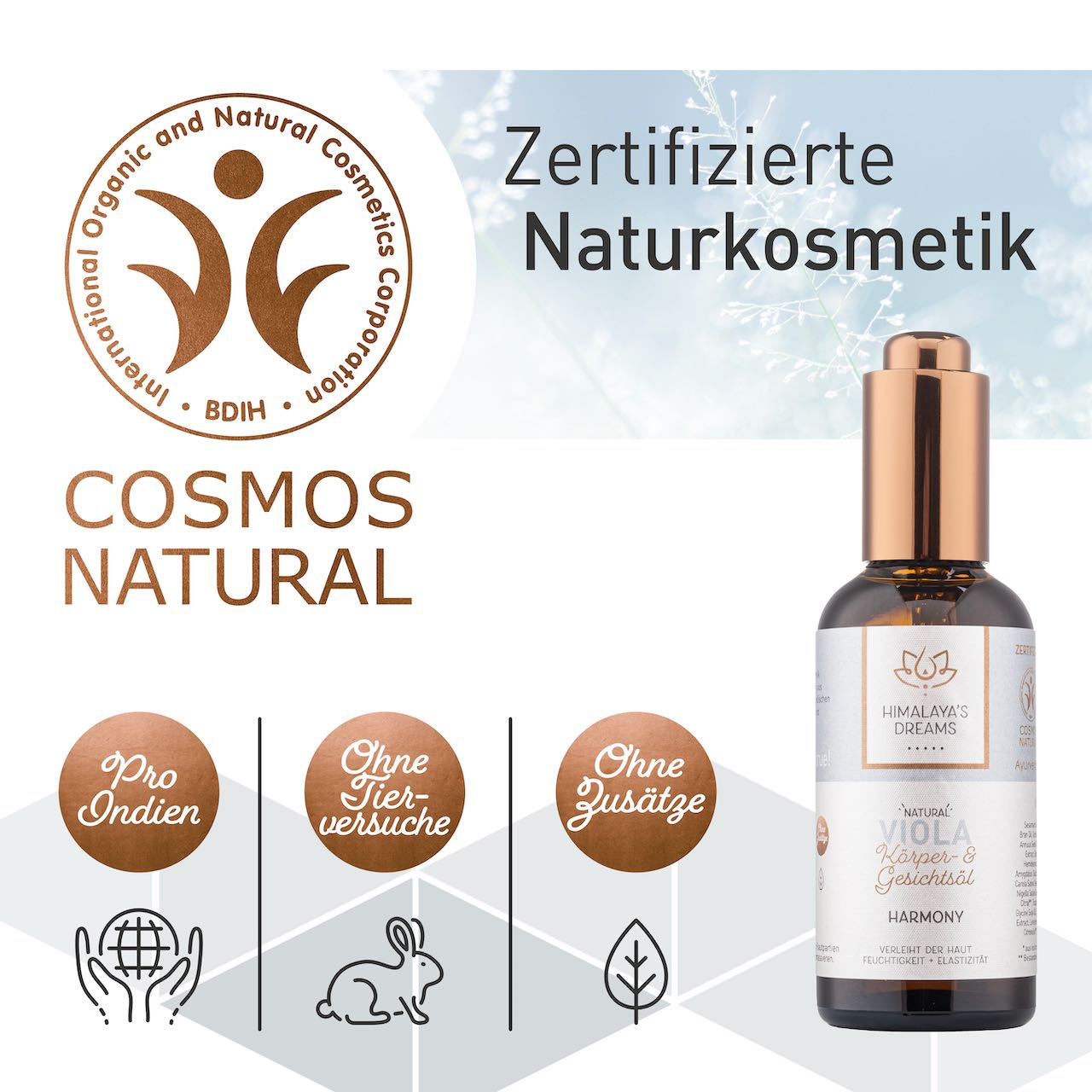 Ayurveda Körper- und Gesichtsöl Viola/Harmony 100ml / Bei trockener & strapazierter Haut