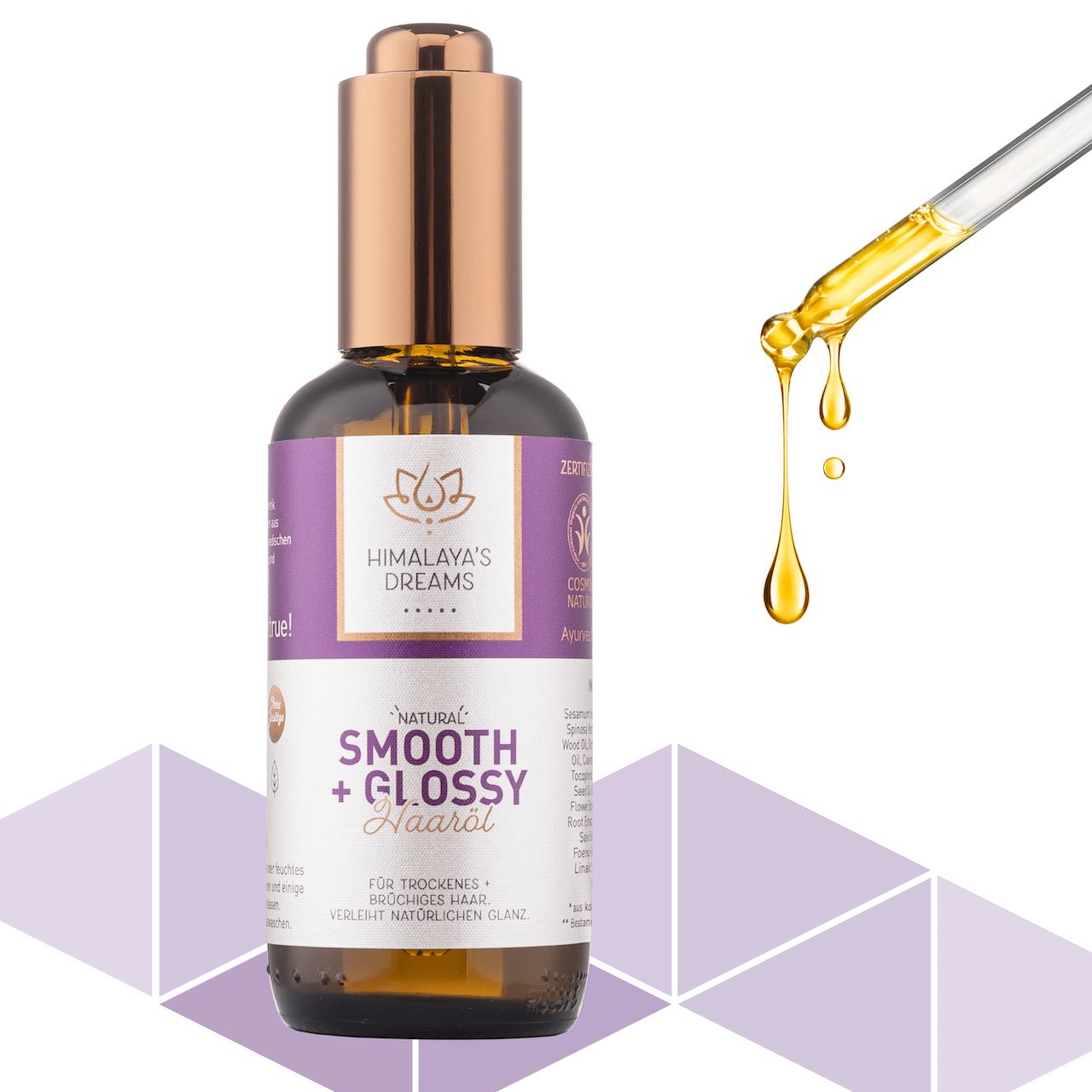 Ayurveda Haaröl Smooth&Glossy 100ml / mit Hagebuttenkernöl bei sehr brüchigem Haar