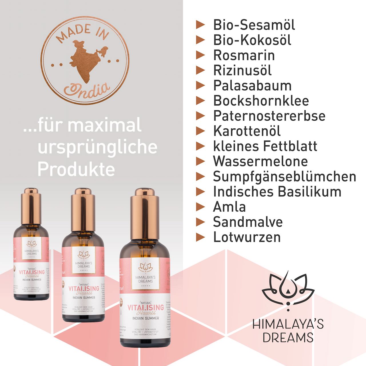 Ayurveda Haaröl Vitalising/Indian Summer 100ml / mit Rosmarinöl und Rizinusöl gegen Haarausfall