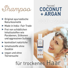 Load the image into the gallery viewer, Ayurveda Shampoo Coconut&Argan 200ml CERTIFIED NATURAL COSMETICS